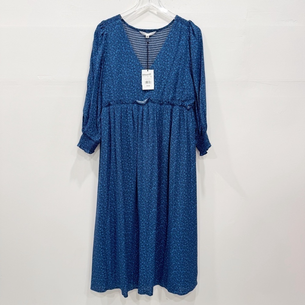 The Nines By Hatch Blue Floral Maternity Midi Dress Large